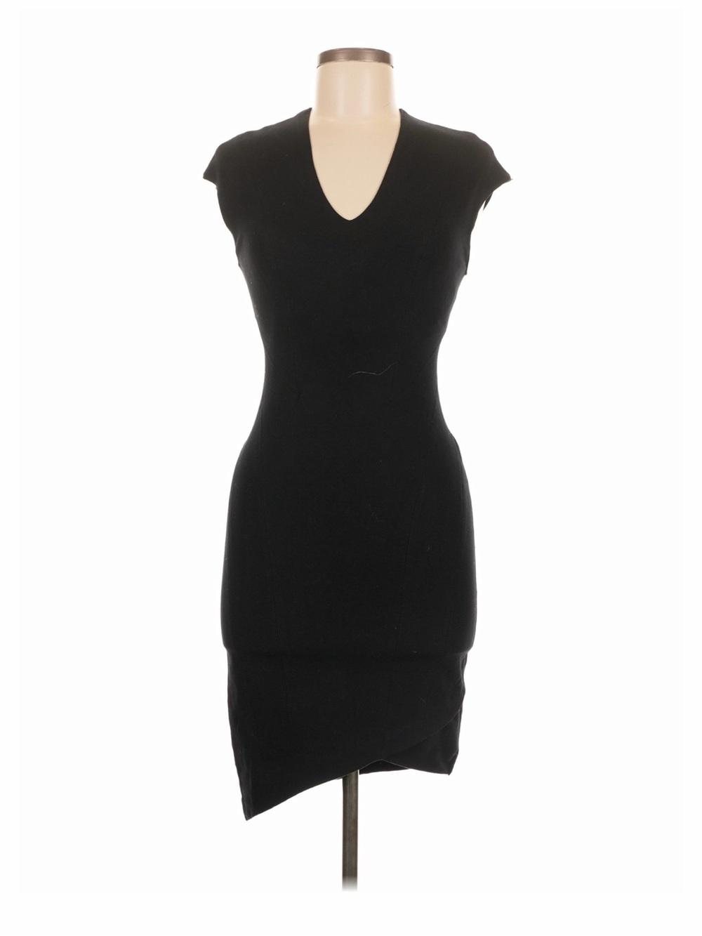 Helmut Classic Black V-Neck Cap Sleeve Dress
